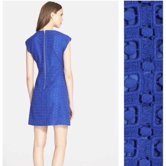 KATE SPADE NEW YORK Guipure Lace A-Line Mini Dress Cap-Sleeve Blue Women's 10 - Picture 13 of 13